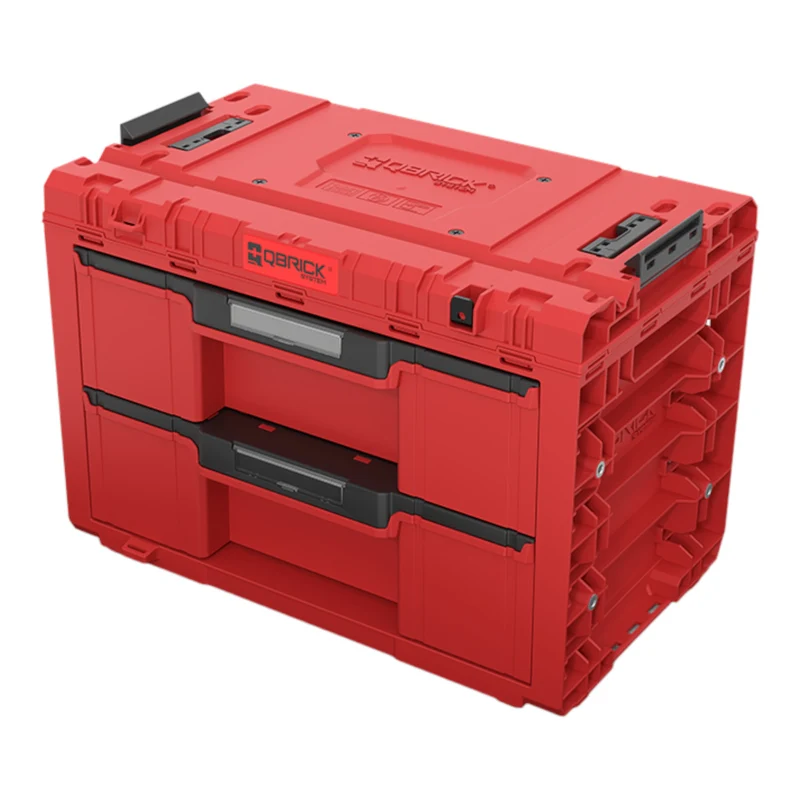 Qbrick System PRIME Drawer 2 Toolbox Expert RED ULTRA HD modularer Werkzeugkasten mit 2 Schubladen 542 x 335 x 369 mm 24 l