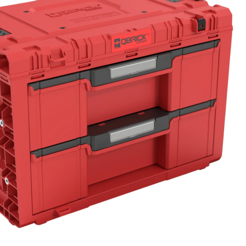 Qbrick System PRIME Drawer 2 Toolbox Expert RED ULTRA HD modularer Werkzeugkasten mit 2 Schubladen 542 x 335 x 369 mm 24 l