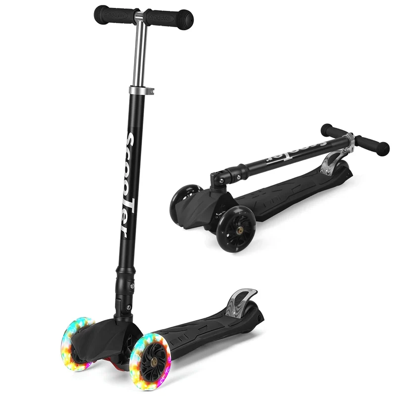 Lospitch Kinderroller Klappbar mit LED Rädern Höhenverstellbar 65 bis 82 cm