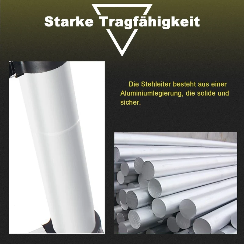 Lospitch Aluminium Teleskopleiter 2,6 bis 5 m Belastbar bis 150 kg für Haus und Garten