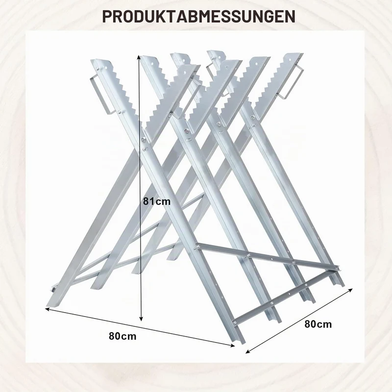 Lospitch Sägebock klappbar 81 x 80 x 80 cm bis 150 kg für Brennholz