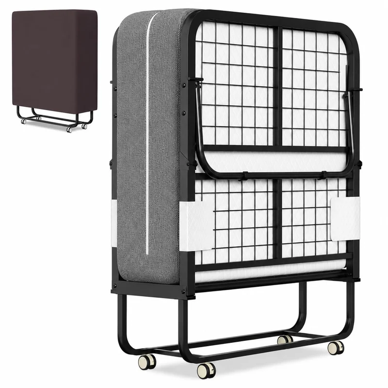 Lospitch Klappbett 90 x 200 cm mit 13 cm Matratze Rollen bis 200 kg
