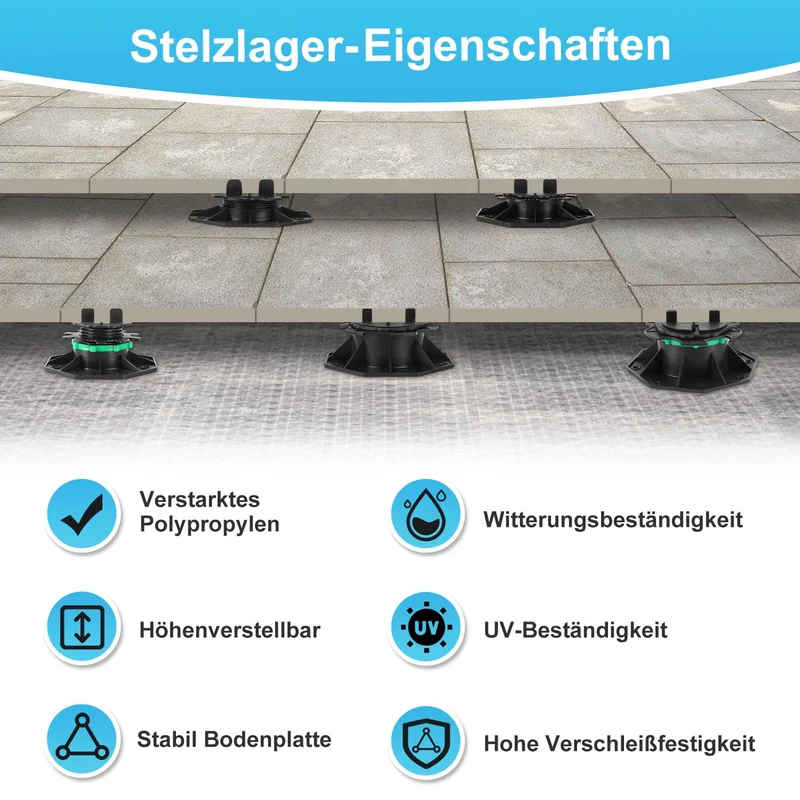 Lospitch Terrassenlager höhenverstellbar 19-140 mm für Platten und Fliesen