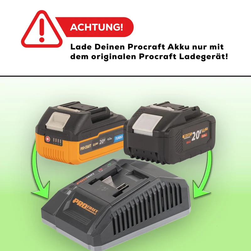 Procraft PC20bb Akku Kartuschenpistole 20 V 2000 N 280 - 310 ml Solo - ohne Akku, ohne Ladegerät