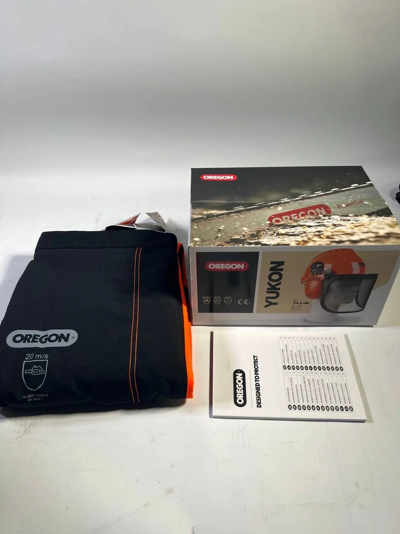 Oregon Kettensägen Schutzausrüstung Set ( 574742A ) mit Schutzhelm / Beinschutz und Handschuhe - Unvollständig