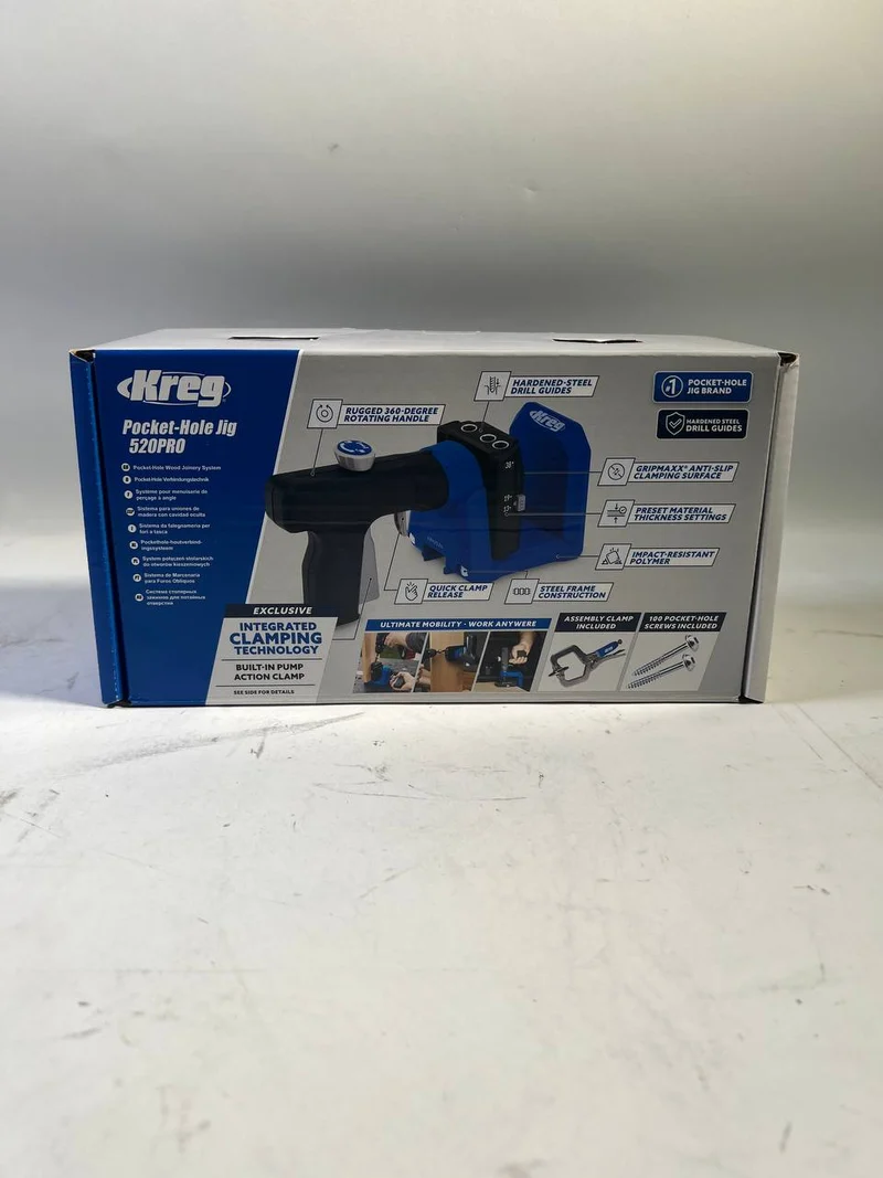 KREG Pocket Hole Jig 520 PRO Taschenloch Bohrschablone ( KPHJ520PRO ) + Stufenbohrer + Bit + Schrauben + Zwinge - Gebraucht