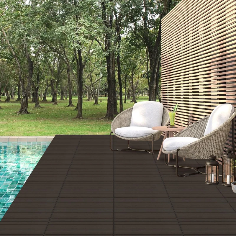 Lospitch WPC Klickfliesen 30x60 cm 6 Stück in Holzoptik für Balkon und Terrasse