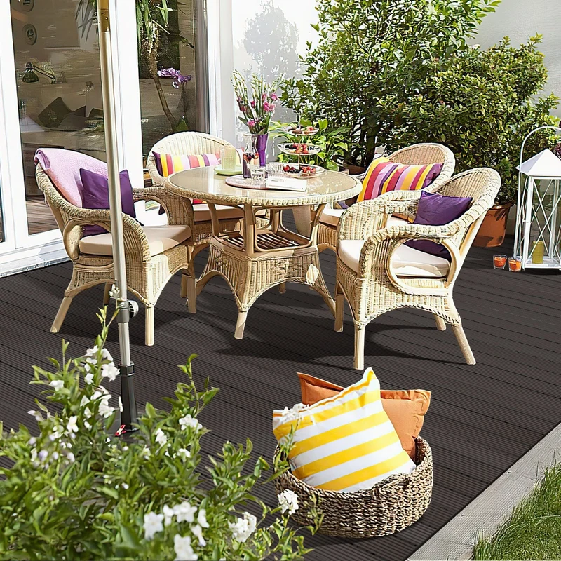 Lospitch WPC Klickfliesen 30x60 cm 6 Stück in Holzoptik für Balkon und Terrasse