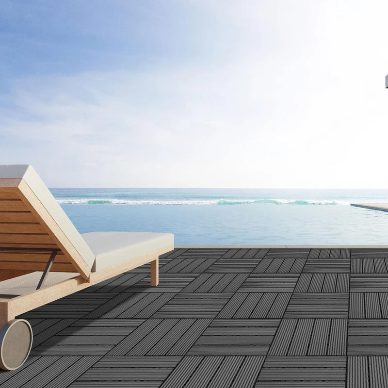 Lospitch WPC Terrassenfliesen 30x30 cm 11 Stück Klickfliesen für Balkon und Garten