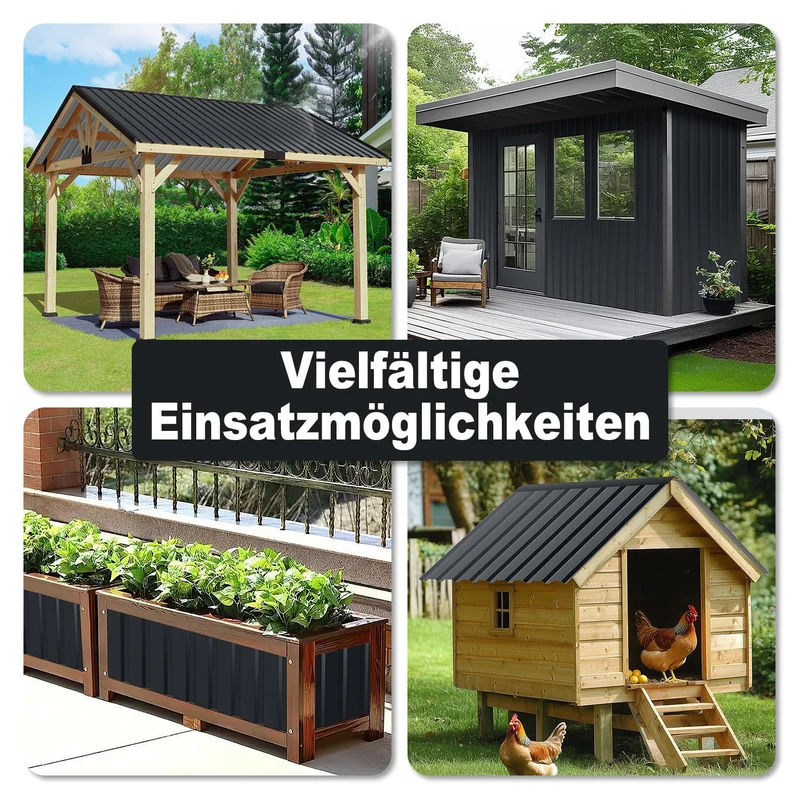Lospitch Trapezbleche 12 Stück 115 x 45 cm Anthrazit für Dach und Überdachung