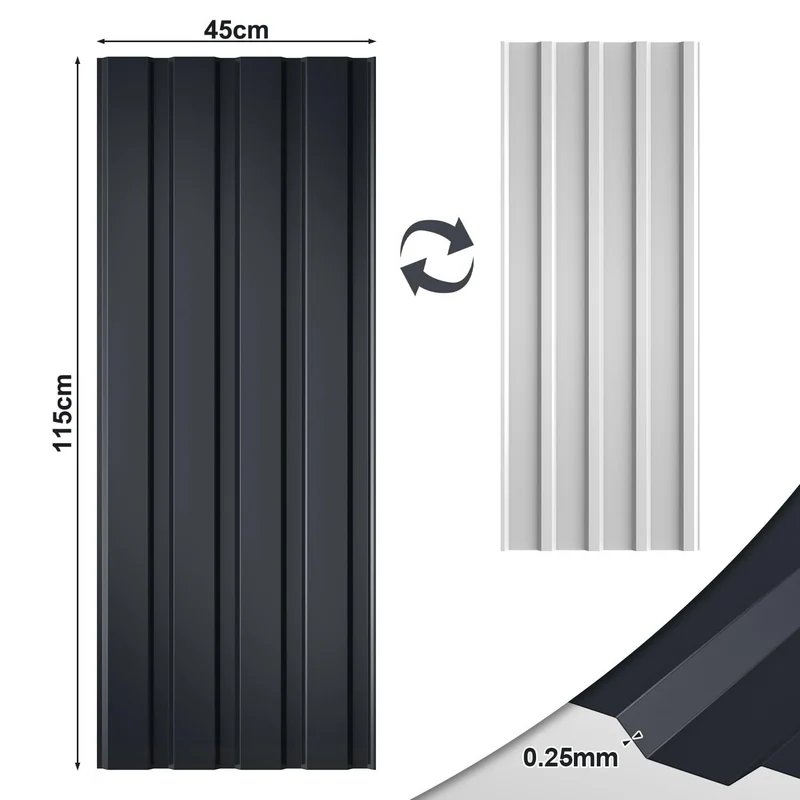 Lospitch Trapezbleche 12 Stück 115 x 45 cm Anthrazit für Dach und Überdachung