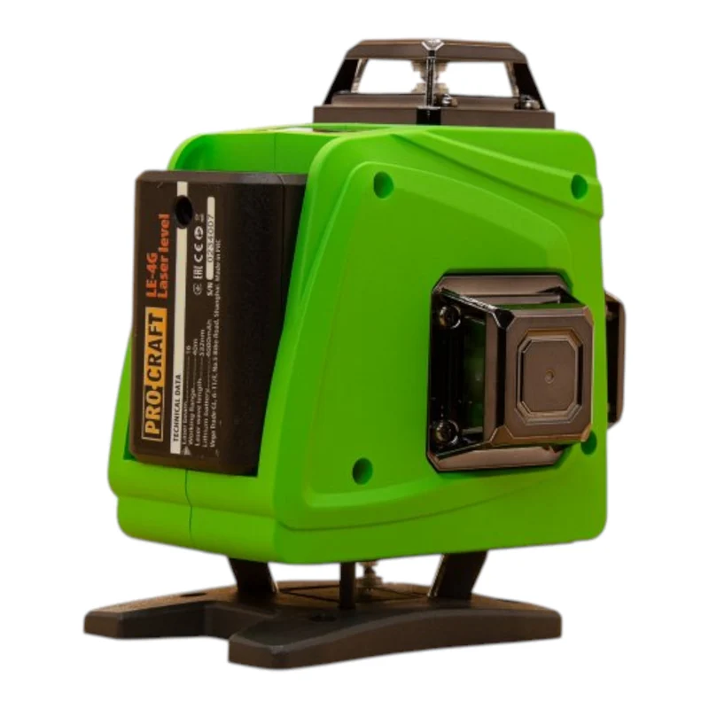 Procraft LE-4G Akku Linien- / Kreuzlinienlaser Set 3,7 V 40 m grün selbstnivellierend inkl. Akkus, Ladegerät & Zubehör
