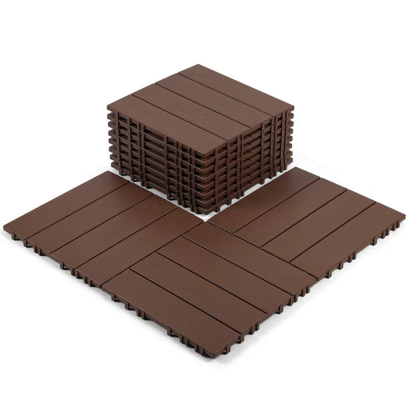 Lospitch Terrassenfliesen Kunststoff 30x30 cm Klickfliesen für Balkon und Terrasse