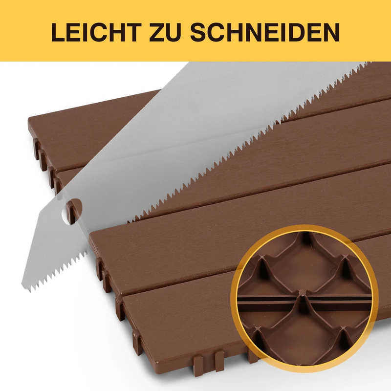 Lospitch Terrassenfliesen Kunststoff 30x30 cm Klickfliesen für Balkon und Terrasse