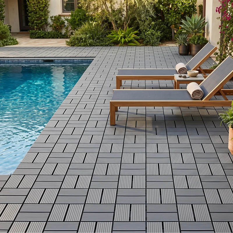 Lospitch Klickfliesen Kunststoff 30x30 cm für Balkon Terrasse Pool