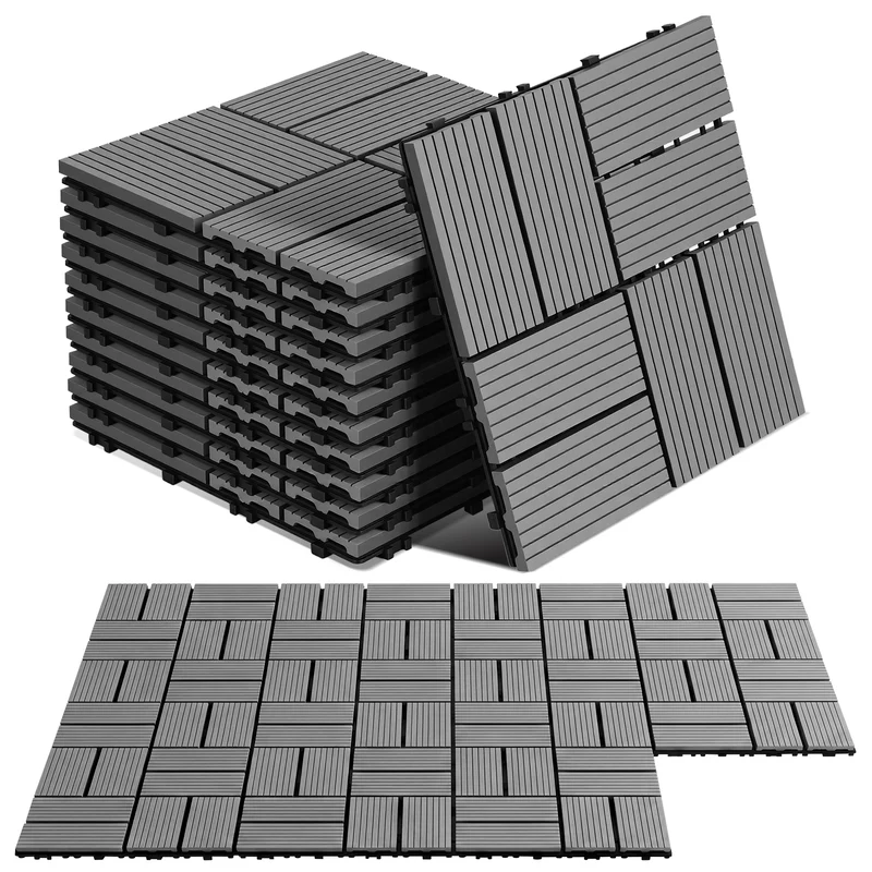 Lospitch Klickfliesen Kunststoff 30x30 cm für Balkon Terrasse Pool