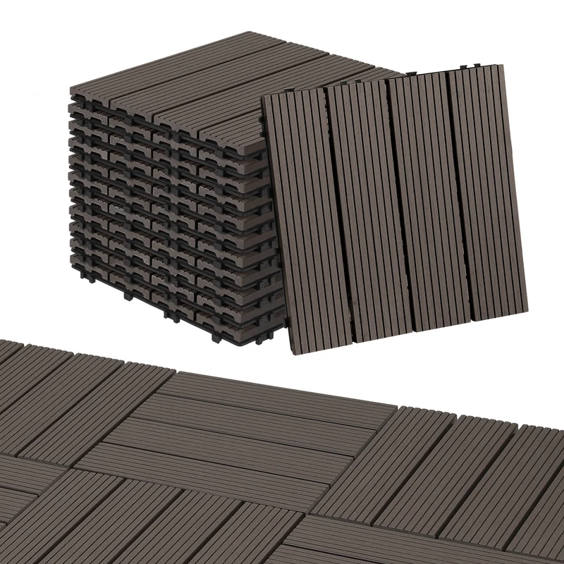 Lospitch WPC Terrassenfliesen 30 × 30 cm für Balkon und Terrasse
