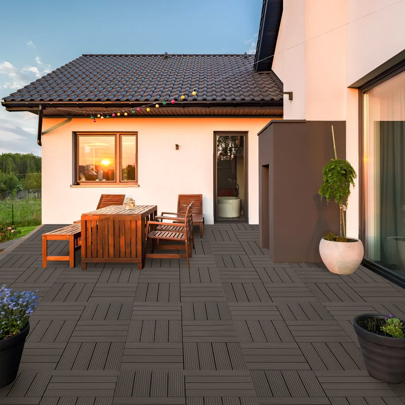 Lospitch WPC Terrassenfliesen 30 × 30 cm für Balkon und Terrasse