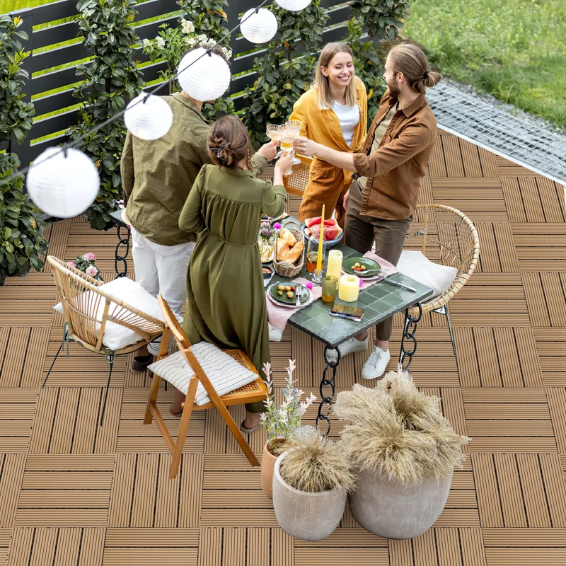Lospitch WPC Terrassenfliesen 30 × 30 cm für Balkon und Terrasse