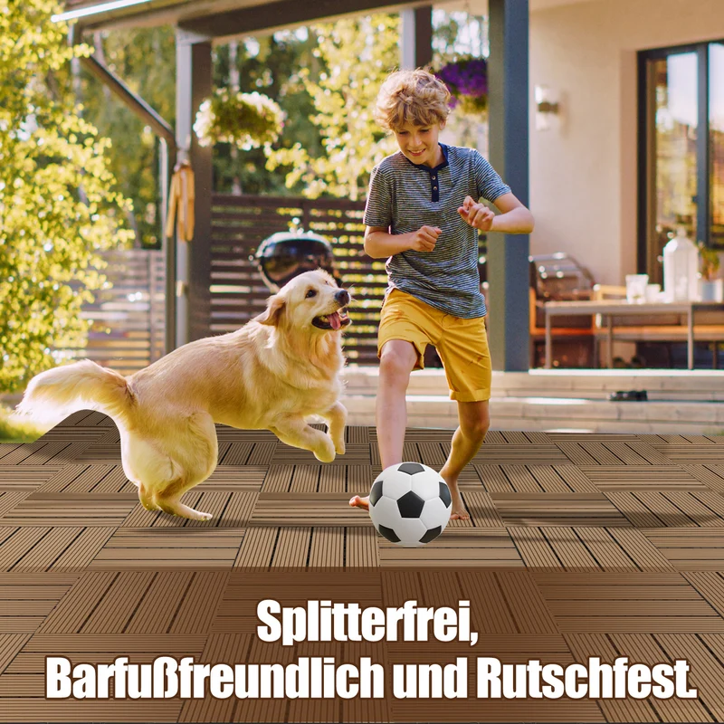 Lospitch WPC Terrassenfliesen 30 × 30 cm für Balkon und Terrasse