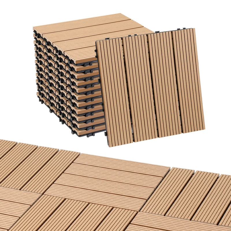 Lospitch WPC Terrassenfliesen 30 × 30 cm für Balkon und Terrasse