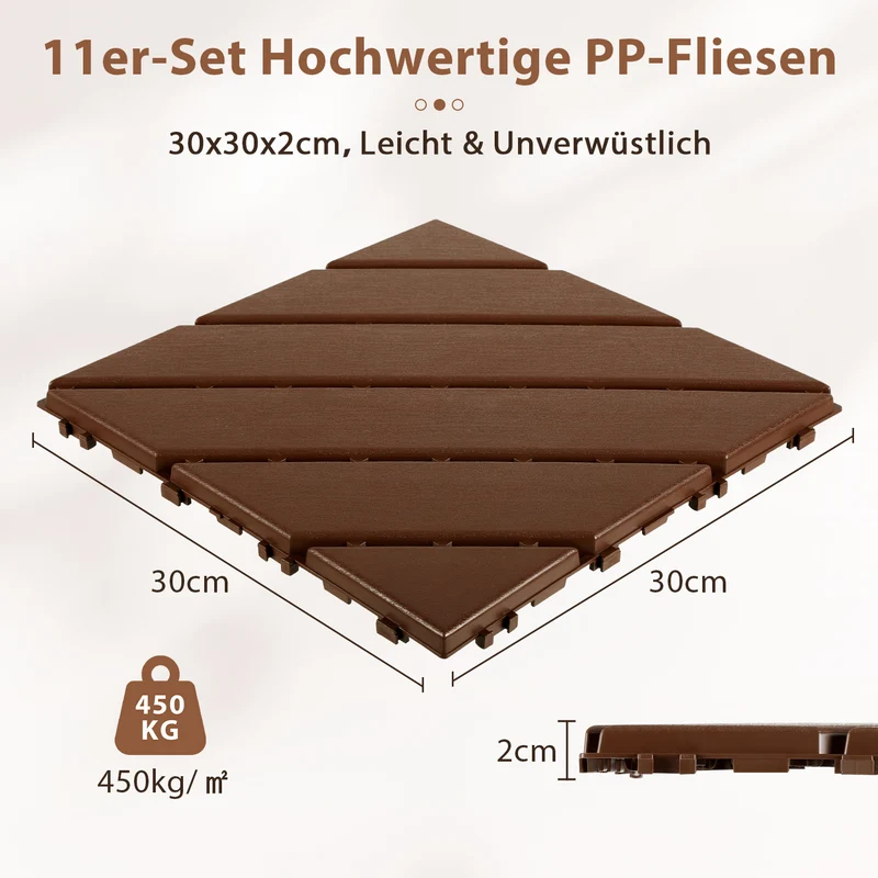 Lospitch PP Terrassenfliesen 30 × 30 cm