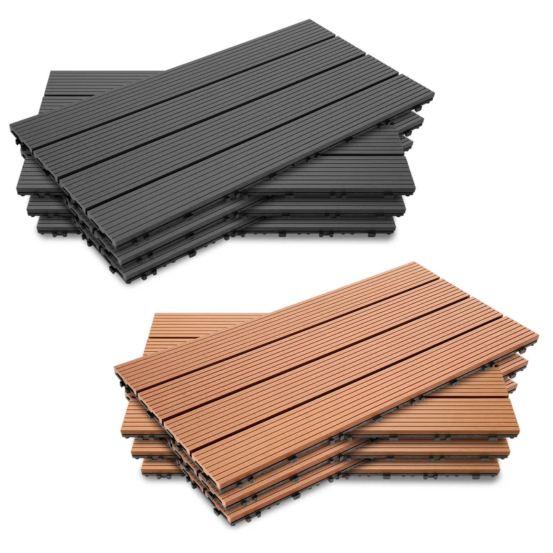 Lospitch WPC Terrassenfliesen 30 × 60 cm mit Klick-System