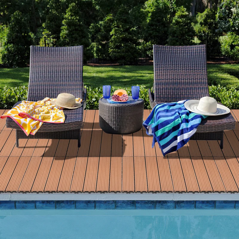 Lospitch WPC Terrassenfliesen 30 × 60 cm mit Klick-System