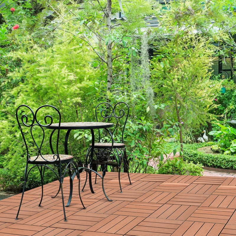 Lospitch WPC Terrassenfliesen 30 × 60 cm mit Klick-System