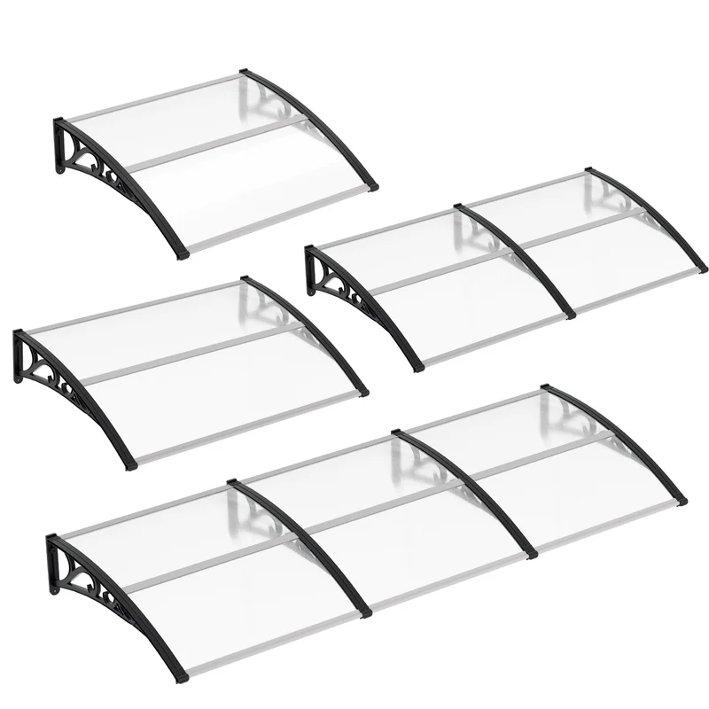 Lospitch Haustürvordach Polycarbonat Transparent 120–300 × 100 cm