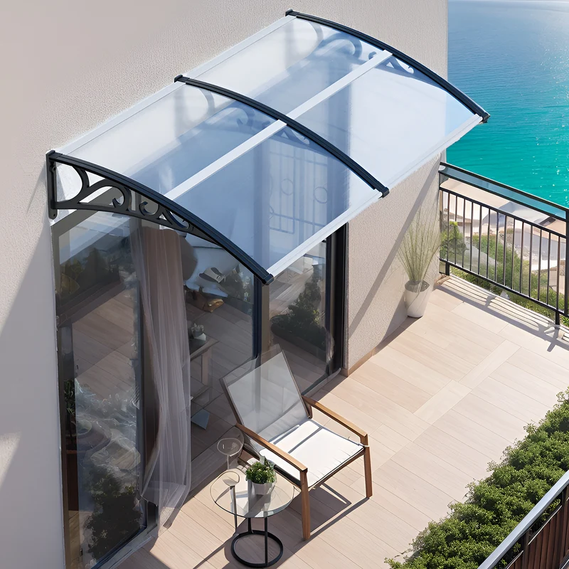 Lospitch Haustürvordach Polycarbonat Transparent 120–300 × 100 cm