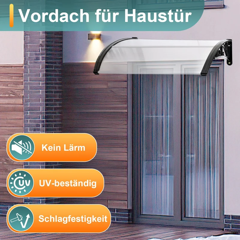 Lospitch Haustürvordach Polycarbonat Transparent 120–300 × 100 cm