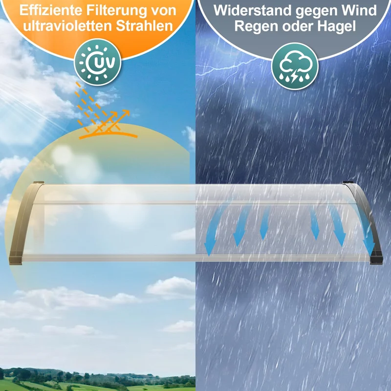 Lospitch Haustürvordach Polycarbonat Transparent 120–300 × 100 cm