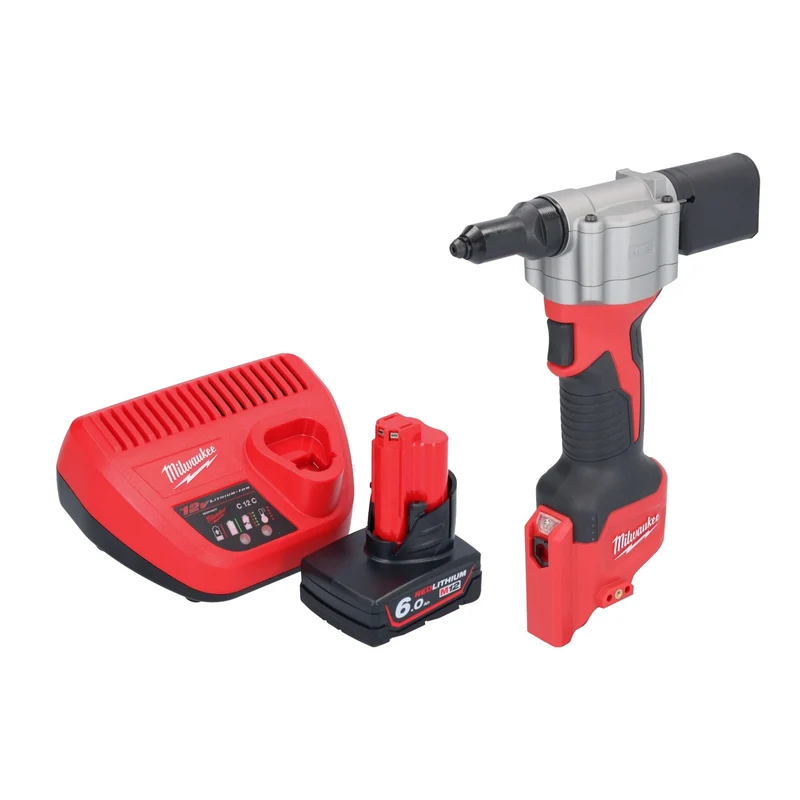 Milwaukee M12 BPRT-501 Akku Blindnietgerät 12 V 20,32 mm + 1x Akku 6,0 Ah + Ladegerät