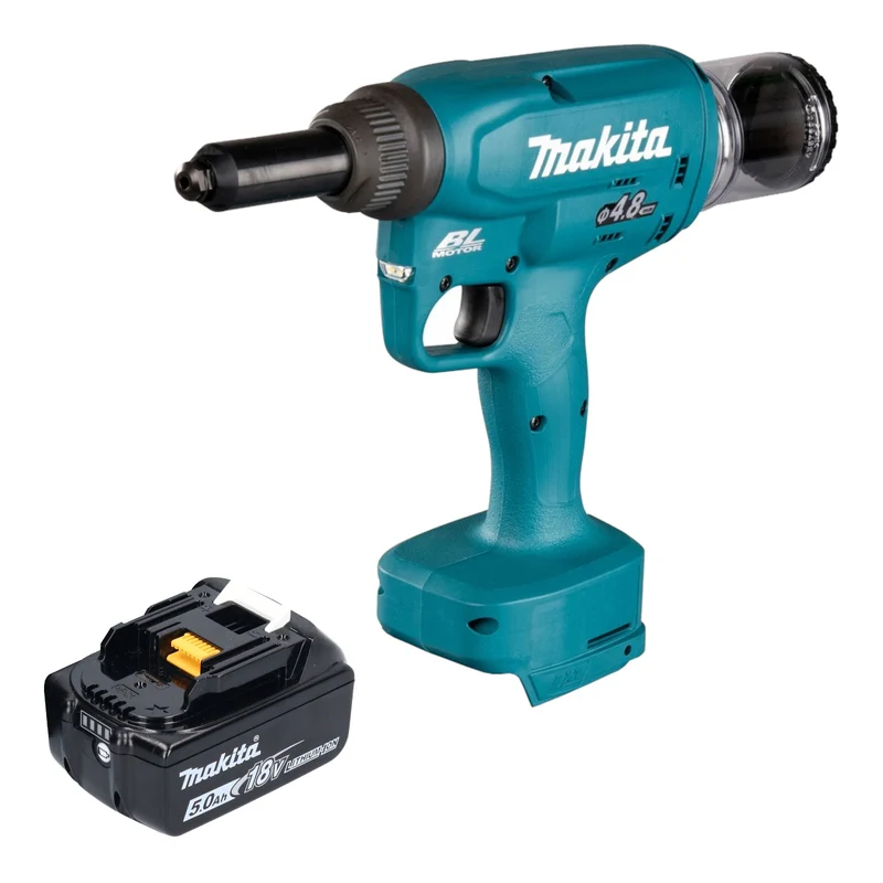 Makita DRV 150 T1 Akku Blindnietsetzgerät 18 V 10 kN 2,4 - 4,8 mm Brushless + 1x Akku 5,0 Ah - ohne Ladegerät
