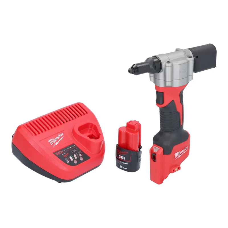 Milwaukee M12 BPRT-201 Akku Blindnietgerät 12 V 20,32 mm + 1x Akku 2,0 Ah + Ladegerät