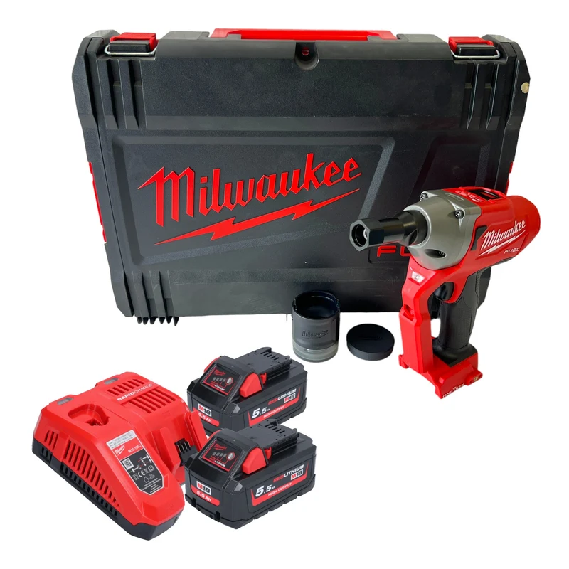 Milwaukee M18 ONEFLT-552X Akku Schließringbolzensetzgerät 18 V 4,8 / 6,4 / 9,53 mm + 2x Akku 5,5 Ah + Ladegerät + HD Box