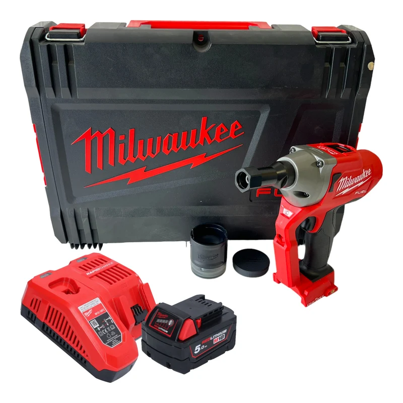 Milwaukee M18 ONEFLT-501X Akku Schließringbolzensetzgerät 18 V 4,8 / 6,4 / 9,53 mm + 1x Akku 5,0 Ah + Ladegerät + HD Box