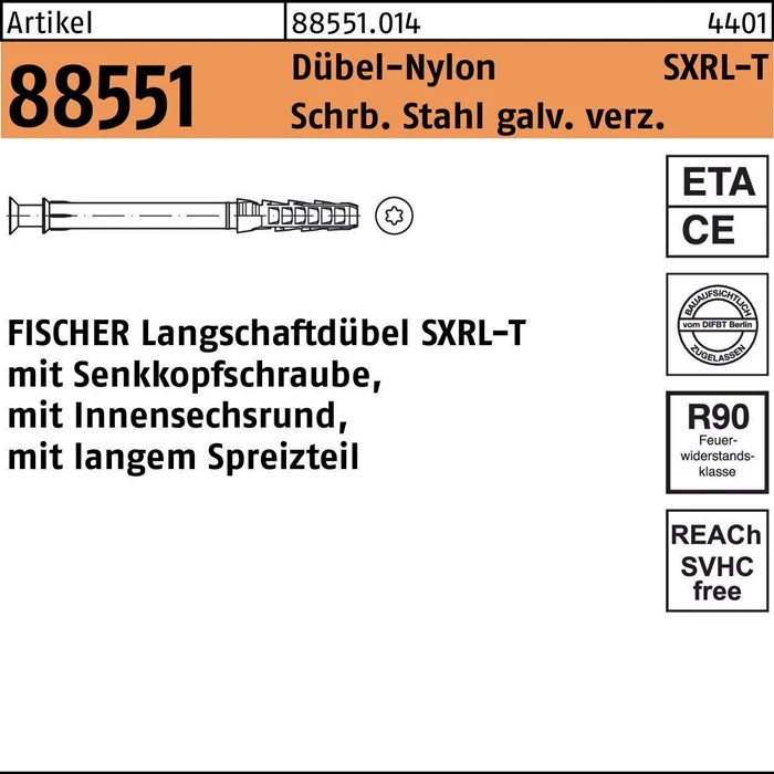 FISCHER Langschaftdübel SXRL Bohrer-D.10mm Dübel-L.160 mm ( 8000238433 )