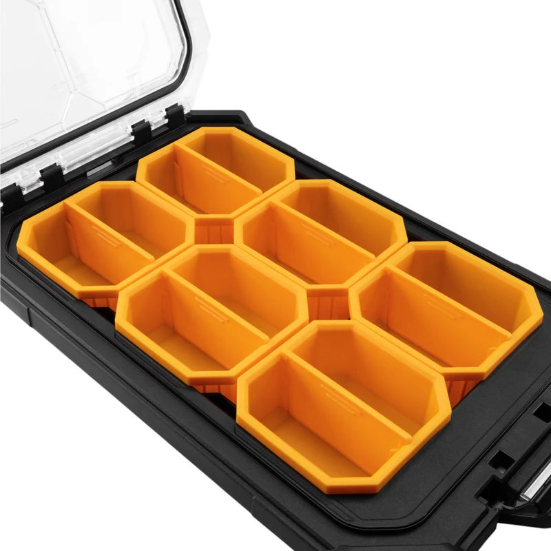Toughbuilt STACKTECH TB-B1-O-10C kompakter flacher Organizer 48 x 26,5 x 10 cm IP65 + 6x Inlay + 6x Trennwand