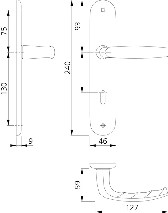 HOPPE Langschildgarnitur Atlanta 1530/273P Aluminium F1 ( 3000252581 )
