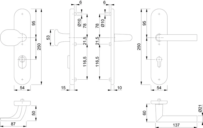 HOPPE Schutzgarnitur Amsterdam 86G/3332ZA/3310/1400 Aluminium F1 ( 3000209122 )