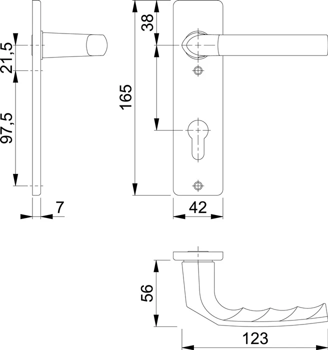 HOPPE Kurzschildgarnitur Birmingham 1117/202KP Aluminium F1 ( 3000252945 )