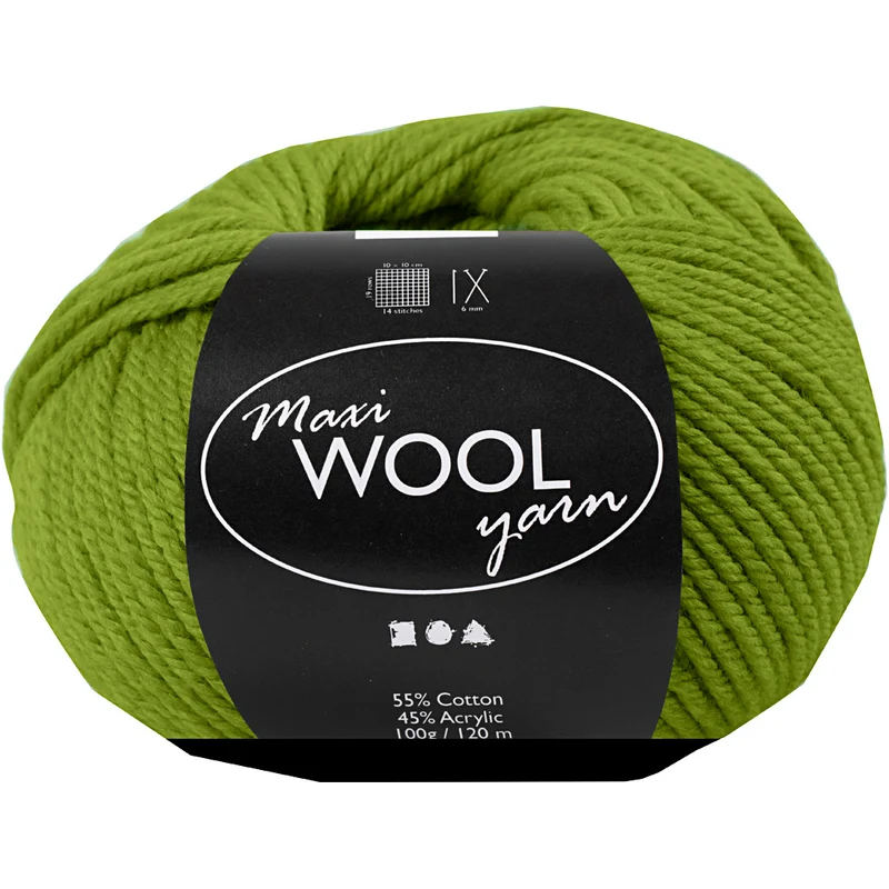 Wolle, L 125 M, Olivgrün, 100 g/ 1 Knäuel [HOB-447413]