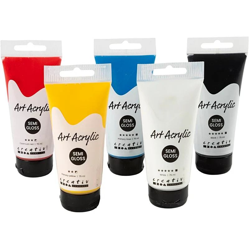 Acrylfarben, Farbenschule, Mattglänzend, Sortierte Farben, 5x75 ml/ 1 Pck [HOB-35135]