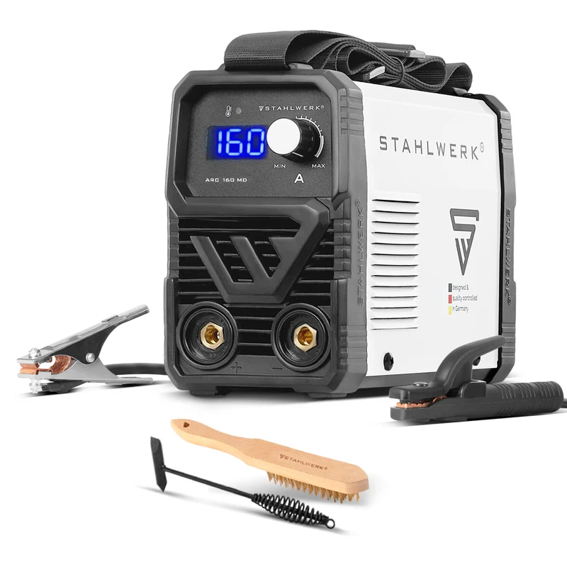 STAHLWERK ARC 160 MD Elektroden-Schweißgerät DC MMA, E-Hand, Lift-TIG Welder | Stufenlos regelbar | Echte 160 Ampere | Sehr kompakt und leicht | Hot-Start, Anti-Stick, Smart-Kühlung | IGBT-Technologie