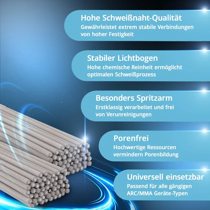STAHLWERK 2x Stabelektroden AWS E6013RR dick rutilumhüllt 2,5 x 350 mm, Schweißstrom 50-90 A, hohe chemische Reinheit, 2 kg MMA ARC.
