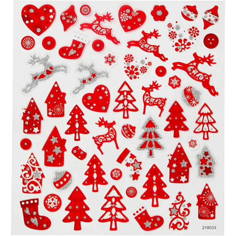 Sticker, Weihnachten in Rot und Weiß, Blatt 15x16,5 cm, ca. 54 Stk, 1 Bl. [HOB-289591]