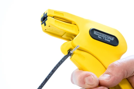 WEICON Abisolierzange No. 7 Solar | zum Entmanteln und Abisolieren gängiger Photovoltaik-Kabel wie z. B. H1Z2Z2-K, mit einem Querschnitt von 1,5 - 10 mm² I mit integriertem Seitenschneider