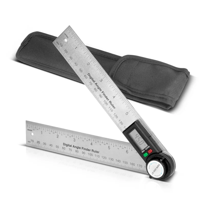 STAHLWERK Digitaler Winkelmesser DWM-200 ST mit 180 mm Messbereich 360° Präzisions-Winkelmessgerät | Gradmesser | Winkellineal aus Edelstahl